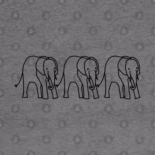 Three Baby Elephants Outline by ellenhenryart